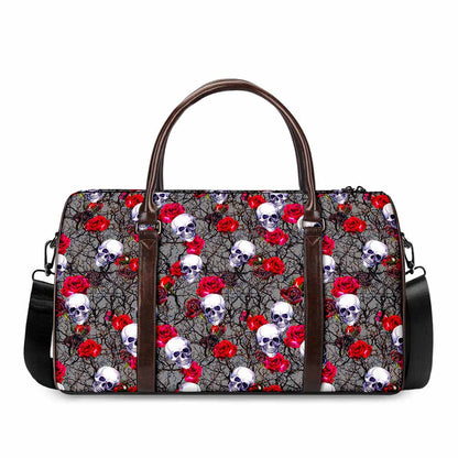 Rose Branch Skull Pattern Print Duffle Bag