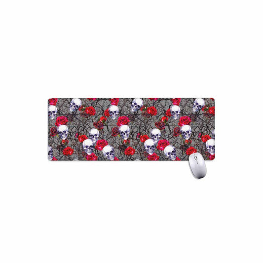 Rose Branch Skull Pattern Print Extended Mouse Pad