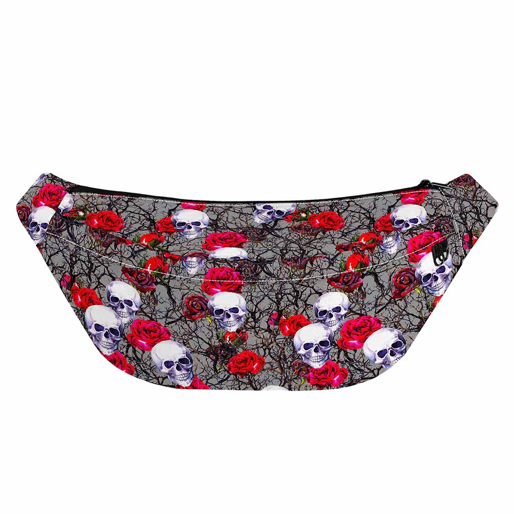 Rose Branch Skull Pattern Print Fanny Pack