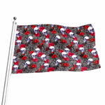 Rose Branch Skull Pattern Print Flag