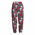 Rose Branch Skull Pattern Print Fleece Lined Knit Pants