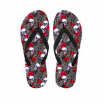 Rose Branch Skull Pattern Print Flip Flops