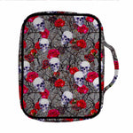 Rose Branch Skull Pattern Print Front Pocket Bible Bag