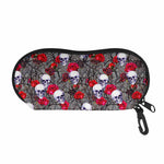 Rose Branch Skull Pattern Print Glasses Case