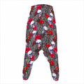 Rose Branch Skull Pattern Print Hammer Pants