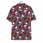 Rose Branch Skull Pattern Print Hawaiian Shirt