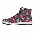 Rose Branch Skull Pattern Print High Top Leather Sneakers