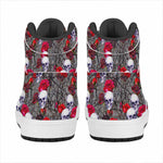 Rose Branch Skull Pattern Print High Top Leather Sneakers