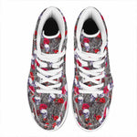 Rose Branch Skull Pattern Print High Top Leather Sneakers