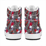 Rose Branch Skull Pattern Print High Top Leather Sneakers