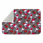 Rose Branch Skull Pattern Print Indoor Door Mat