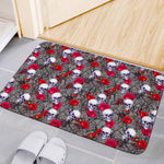 Rose Branch Skull Pattern Print Indoor Door Mat