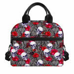 Rose Branch Skull Pattern Print Insulated Lunch Bag