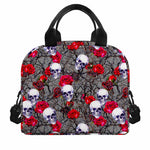 Rose Branch Skull Pattern Print Insulated Lunch Bag