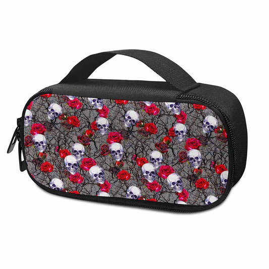 Rose Branch Skull Pattern Print Insulin Cooler Travel Case
