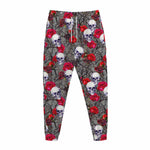 Rose Branch Skull Pattern Print Jogger Pants