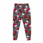 Rose Branch Skull Pattern Print Jogger Pants