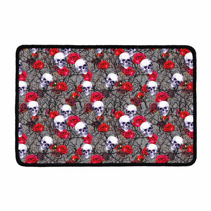 Rose Branch Skull Pattern Print Kitchen Mat
