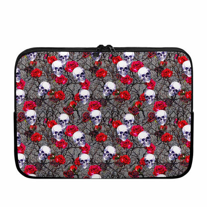 Rose Branch Skull Pattern Print Laptop Sleeve