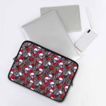 Rose Branch Skull Pattern Print Laptop Sleeve