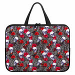 Rose Branch Skull Pattern Print Laptop Sleeve With Handle
