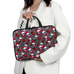Rose Branch Skull Pattern Print Laptop Sleeve With Handle