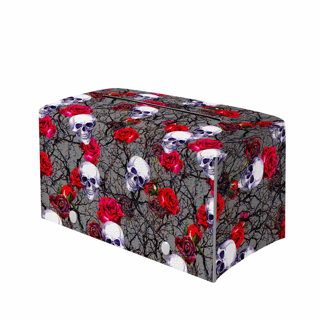 Rose Branch Skull Pattern Print Leather Tissue Box Cover