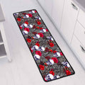 Rose Branch Skull Pattern Print Long Kitchen Mat