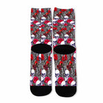 Rose Branch Skull Pattern Print Long Socks