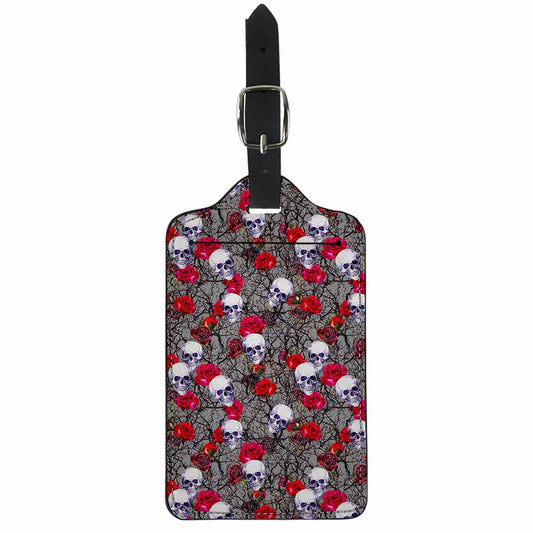Rose Branch Skull Pattern Print Luggage Tag
