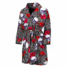 Rose Branch Skull Pattern Print Men's Bathrobe