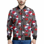 Rose Branch Skull Pattern Print Men's Bomber Jacket
