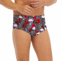 Rose Branch Skull Pattern Print Men's Briefs