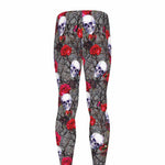 Rose Branch Skull Pattern Print Men's leggings