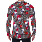 Rose Branch Skull Pattern Print Men's Long Sleeve T-Shirt