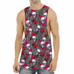 Rose Branch Skull Pattern Print Men's Muscle Tank Top