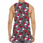 Rose Branch Skull Pattern Print Men's Muscle Tank Top