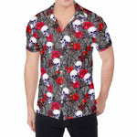 Rose Branch Skull Pattern Print Men's Shirt