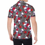 Rose Branch Skull Pattern Print Men's Shirt