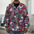 Rose Branch Skull Pattern Print Men's Shirt Jacket