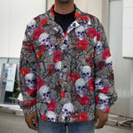 Rose Branch Skull Pattern Print Men's Shirt Jacket