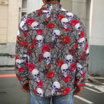 Rose Branch Skull Pattern Print Men's Shirt Jacket