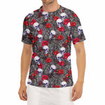 Rose Branch Skull Pattern Print Men's Short Sleeve Rash Guard