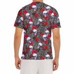 Rose Branch Skull Pattern Print Men's Short Sleeve Rash Guard