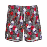 Rose Branch Skull Pattern Print Men's Sports Shorts