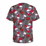 Rose Branch Skull Pattern Print Men's Sports T-Shirt