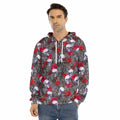 Rose Branch Skull Pattern Print Men's Velvet Pullover Hoodie