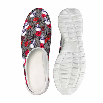 Rose Branch Skull Pattern Print Mesh Casual Shoes