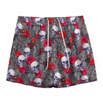 Rose Branch Skull Pattern Print Mesh Shorts