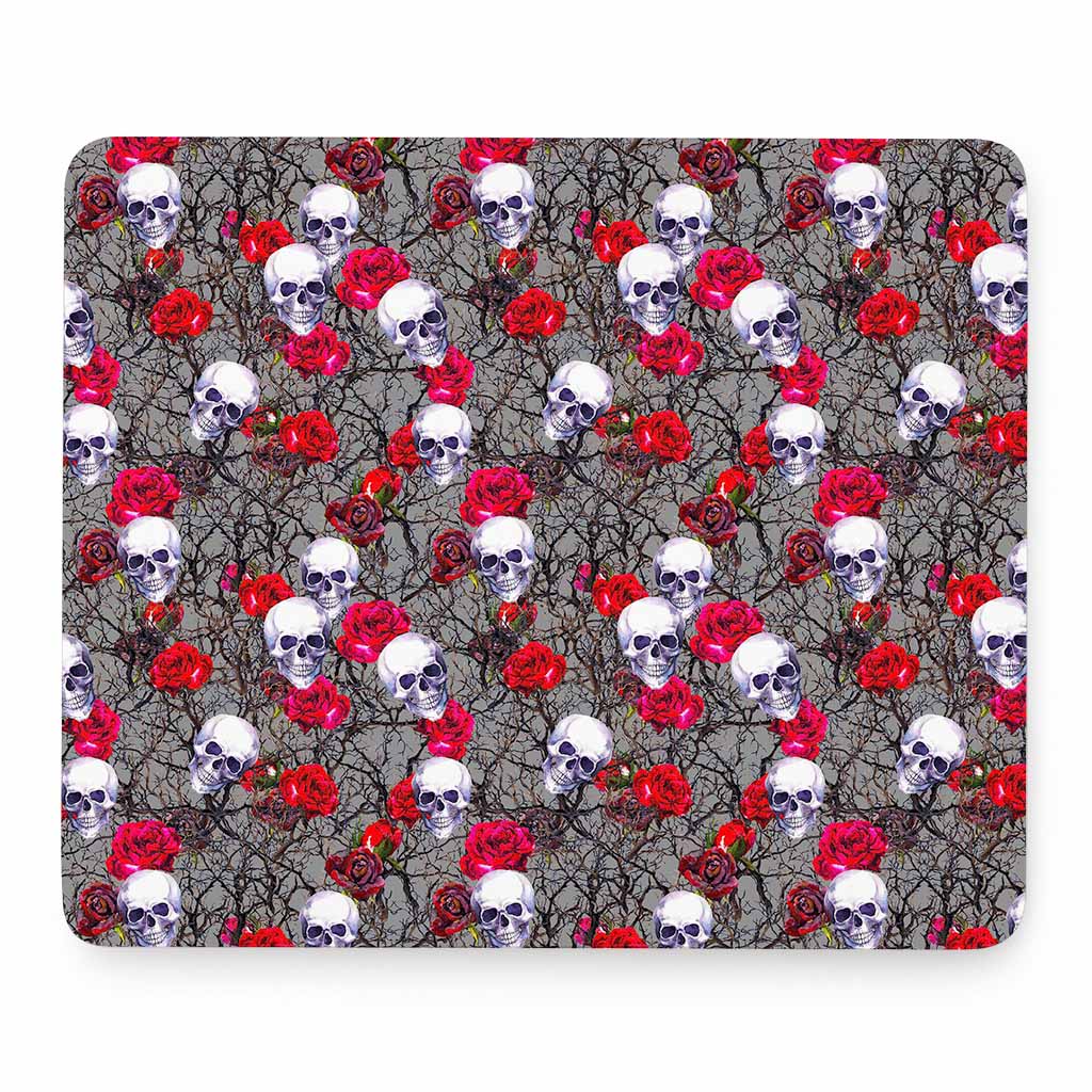 Rose Branch Skull Pattern Print Mouse Pad